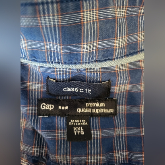 GAP Men's Casual Blue Plaid Shirt, Size XXL - Picture 3 of 5